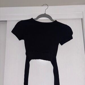 Black Ribbed Crop Top